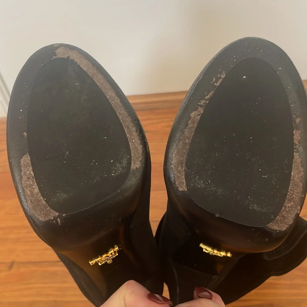 PRADA AUTHENTIC BLACK SUEDE BOOTS, Size 38.5, Like New - Picture 8 of 13